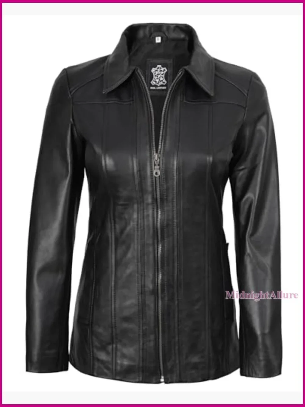 Lambskin Leather Jacket Blazer Style with Zip Pockets - Picture 3 of 7